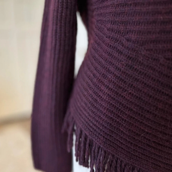 Marc Cain (German Brand) Sweater with Fringe in Deep Plum - NWT - Size Large - Picture 6 of 11